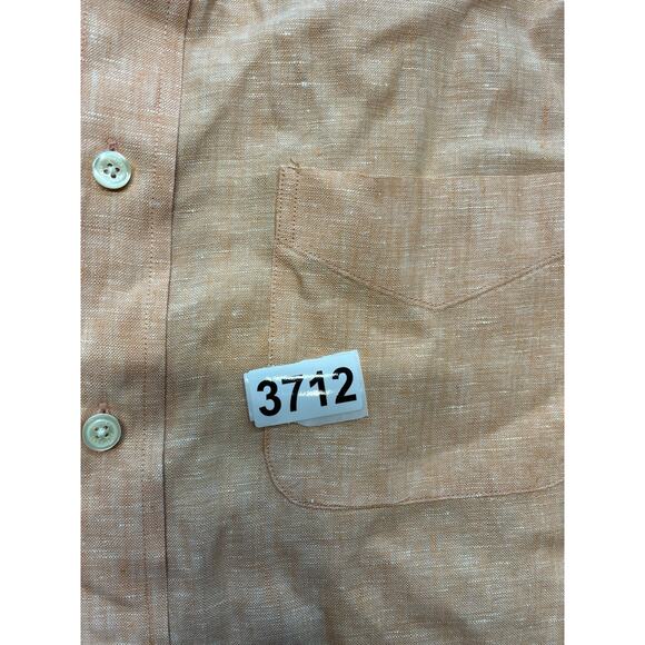 Brooks Brothers Shirt Mens Large Orange Irish Linen Long Sleeve Button Oxford - Picture 5 of 6